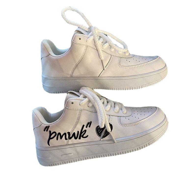Spring/Summer Graffiti Board Shoes Special-Interest Design Solid Color Retro Women's Shoes for Students Casual Sports Shoes White Shoes