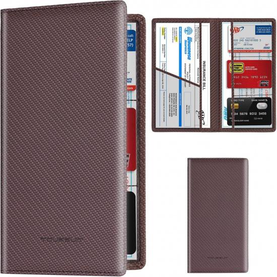 TOURSUIT Car Registration And Urance Card Holder, Vehicle License Document Glove Box Compartment Organizer, Essential Car Wallet Case For Driver Auto