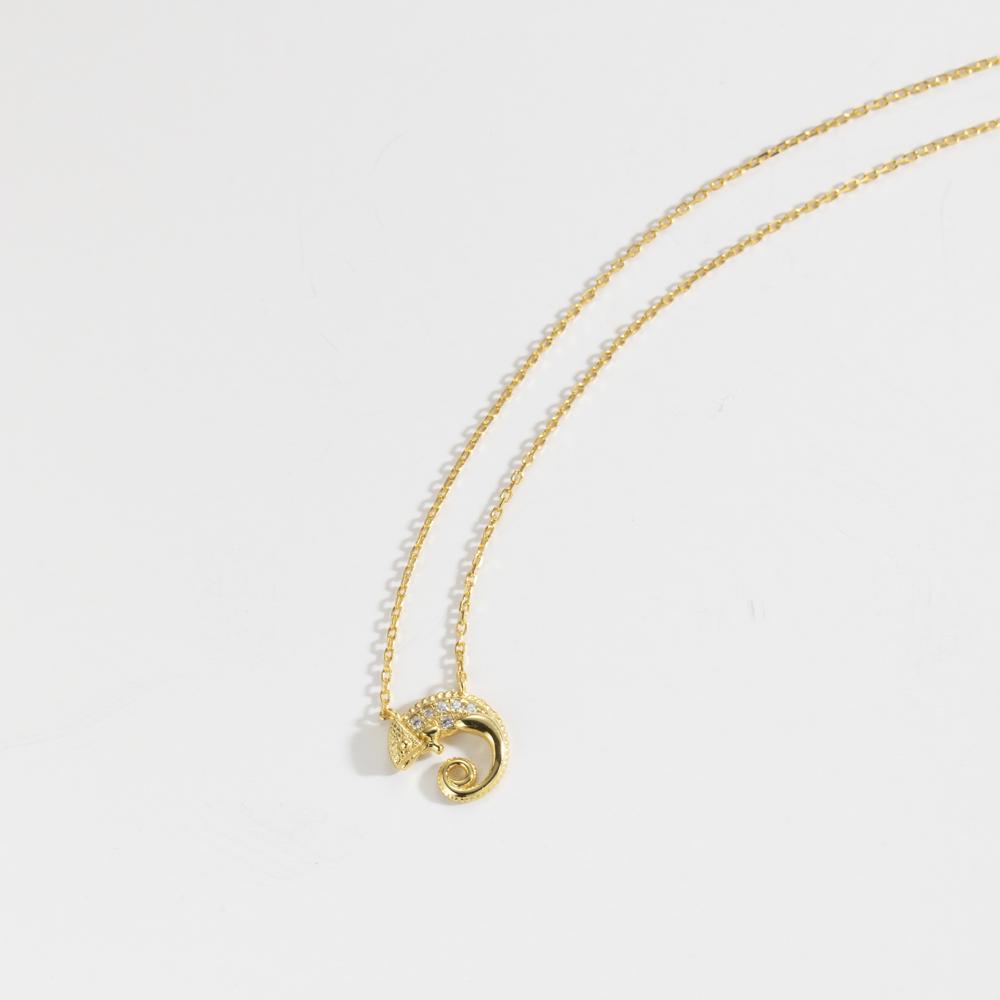 ANDYWEN 925 Sterling Silver Anima Seahorse Pendant Long Chain Women Zircon Pave CZ Necklace