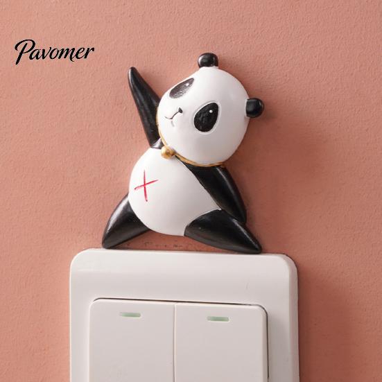 Panda Room Decor 3D Light Switch Sticker, Cute Decal, Easy Peel Resin Cover & Stick Wall Art for Home Bedroom Living Cartoon Surround