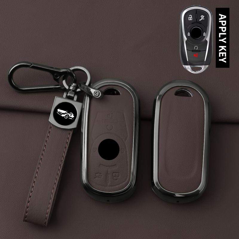 Metal Leather Car Key Case Cover For Buick Encore Envision Excelle Lacrosse Regal Verano Gx Gl6 Protected Shell Fob Accessories