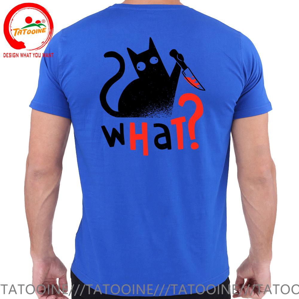 Novelty Murder Cat Bloody Knife What T Shirt Unisex Funny Humor Black Cats Tshirt Boys Fashion Casual Tee Shirt Summer Clothing