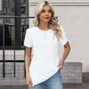 Damen Sommer-Tops mit Rundhalsausschnitt, kurzen Ärmeln, Faltenstruktur, T-Shirt, einfarbig, lockere Passform, elastische Oberteile für den Alltag