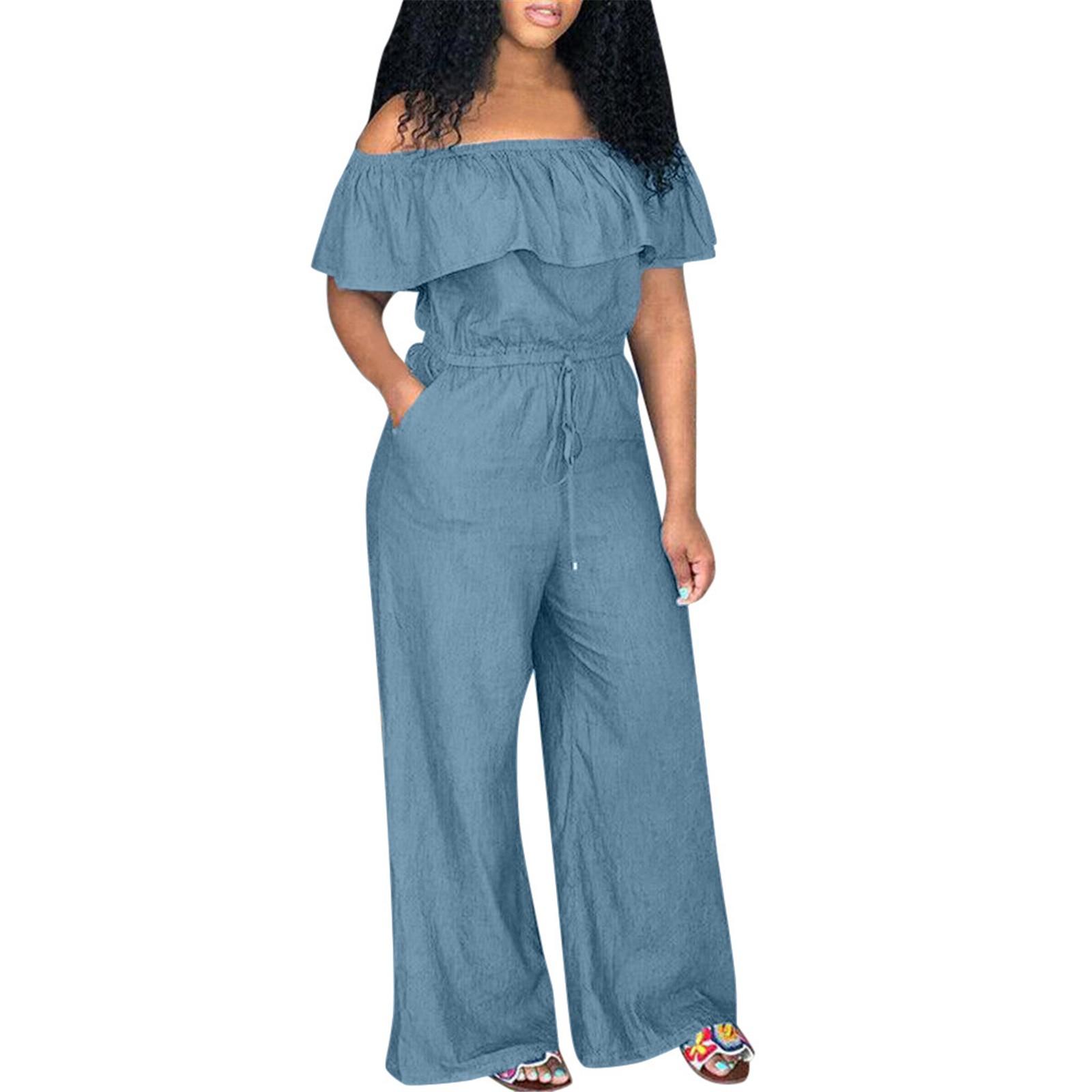 

(SU)Комбинезон без рукавов на одно плечо для женщин, модные джинсовые брюки, комбинезон, элегантный комбинезон с высокой талией