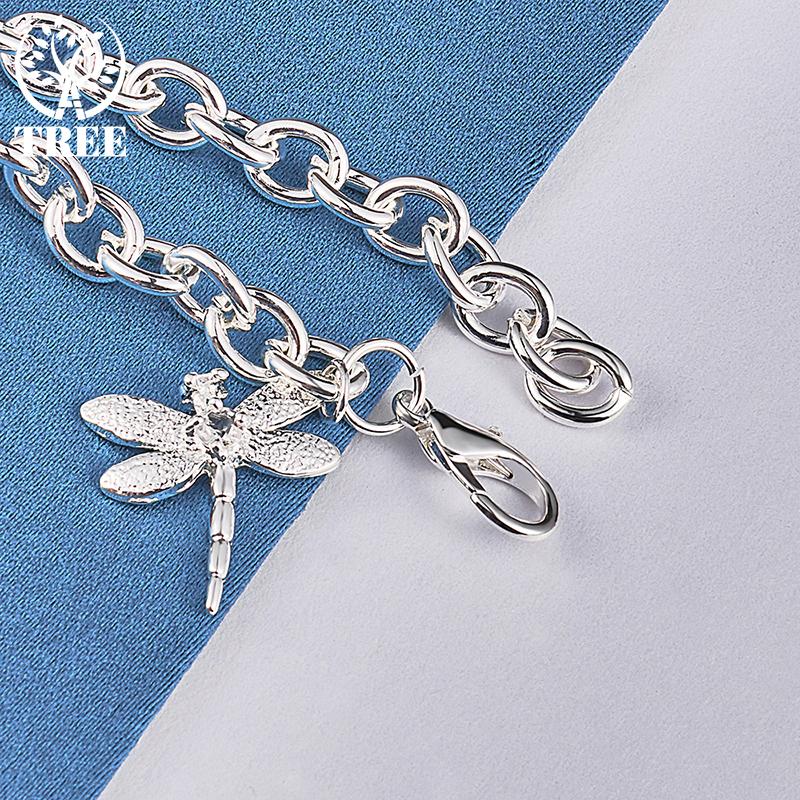 925 Sterling Silver AAA Zirkonový náramek s přívěskem Dragonfly