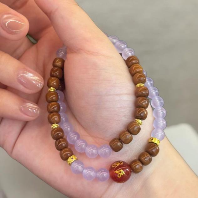 

Violet Chalcedony Crystal Chinese-Style Women s Jade Rosary Bracelet