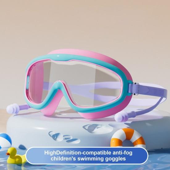 Kids Swim Goggles with Nose Clip Waterproof No Leakage UV Protection Clear Lens Boys Girls Silicone Goggles Scuba Diving Snorkeling