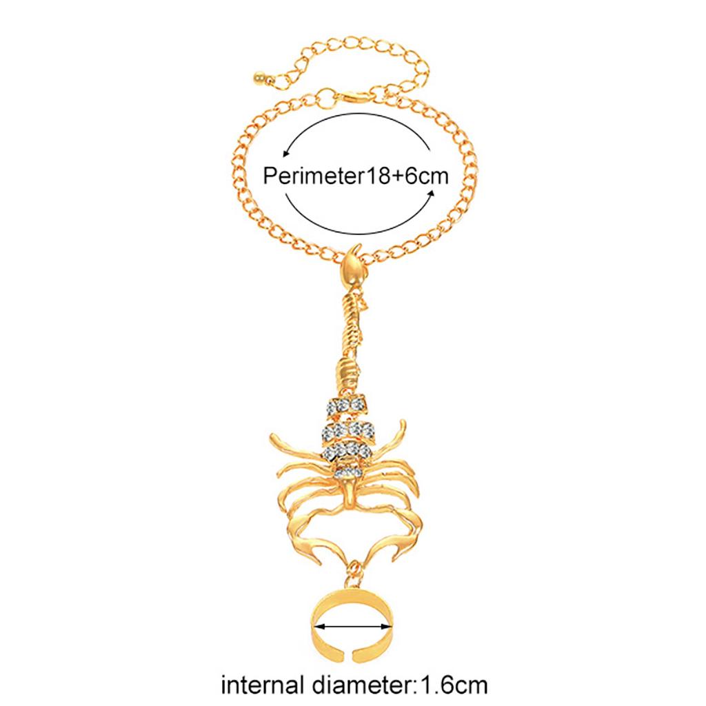 Vintage Skorpion Quaste Kette Ring Armband Sets Für Frauen Männer Strass Ring Verbunden Finger Armbänder Schmuck