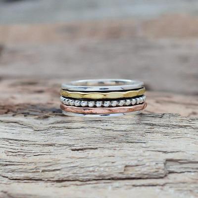 Bague Spinner, Bijou fait main, Bague Statement, Bague boho, Argent sterling 925, Bague unisexe, Bijou breloque en argent