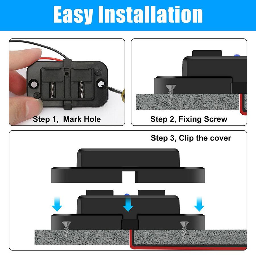12V PD QC3.0 USB Dual Car Fast Charger Adapter Socket Power Outlet Universal LED