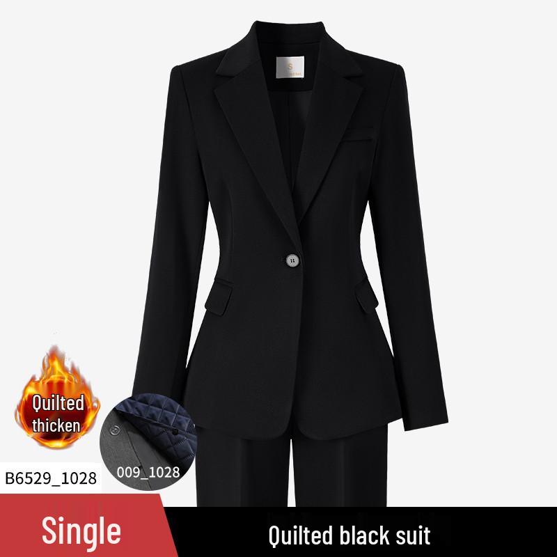 Women's 2025 New Style Dark Blue Padded Professional Suit Set