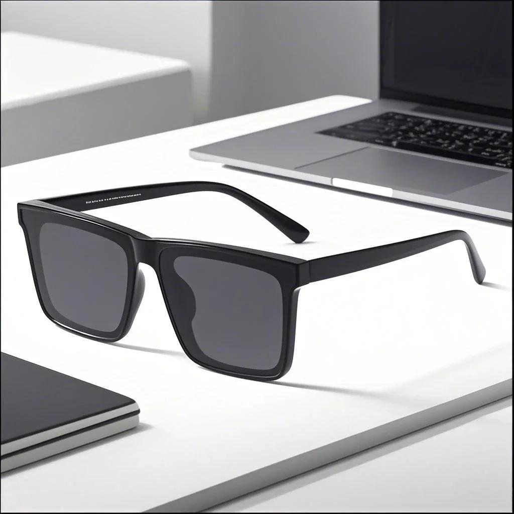 Trendy Box Sun Glasses Glasses Black Cool Male UV400 Shade Protective Eyewear Goggles for Driving and Riding Personalized UV Protection