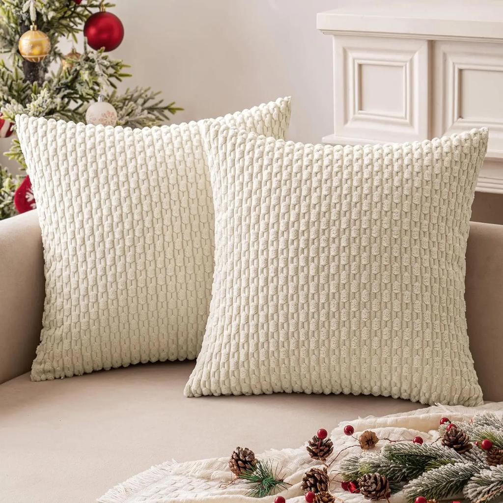 Throw Pillow Covers Soft Corduroy Decor Boho Striped Pillow Cover Pillowcases Home Decor for Christmas Couch Bed Sofa Army Green