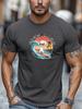 Mens Surfing TShirt High Tides Good Vibes Cat Print Short Sleeve Round Neck Breathable Oversized Beach Daily Wear