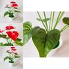 Faux Red Anthurium Plant With Realistic Leaves For Outdoor And Photography Props