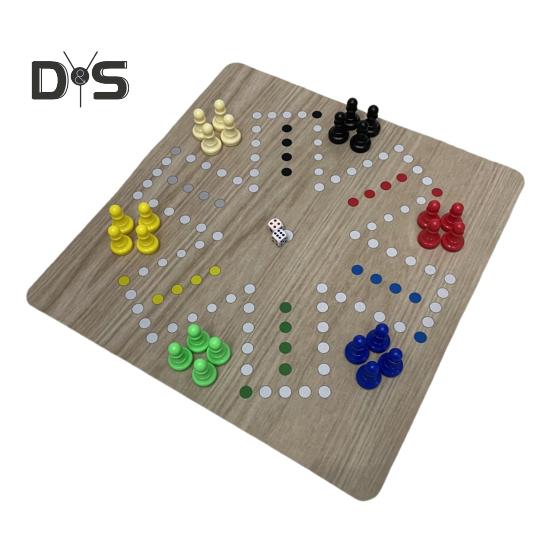 1 Set 6 Players Flying Chess Game with 35CM Rubber Chessboard 24 Chess Pieces 2 Dice Kids Adults Family Night Interactive Classic Strategy Game