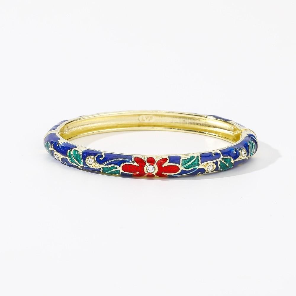 

Enamel Chinese Flower Bangle Traditional Women s Hand Bracelet Vintage Cloisonne Bangle Ladies