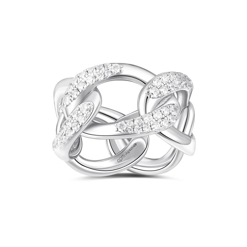 APM Monaco [Romantic Confession] Chain link design is simple, fashionable and versatile, ring, women s silver A16186OX серебряный
