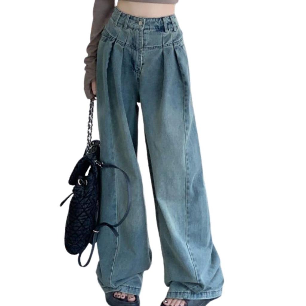 Belle Cie Denim Straight Jeans Women's Wide-Leg Pants, Baggy, Wide, (ST/No. 27699) (L)