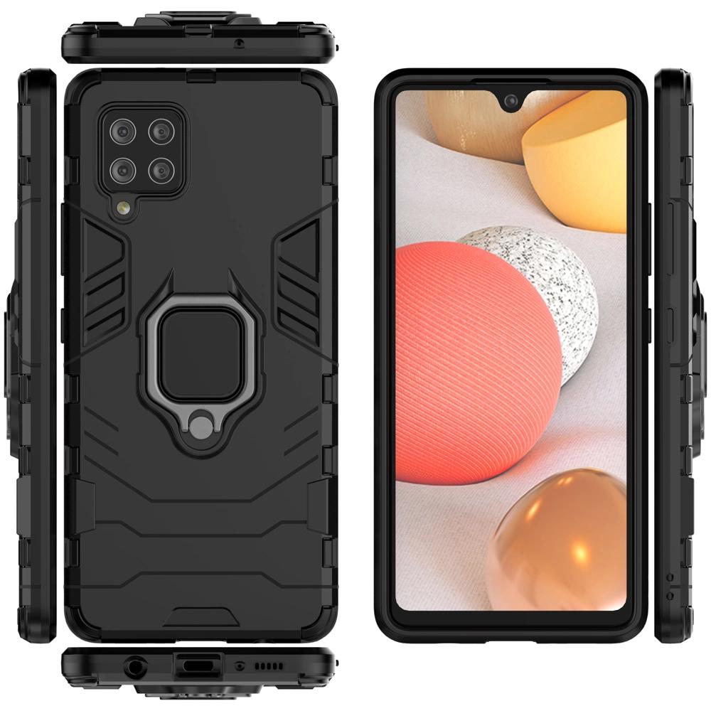 Ring Armor Pancerne Hybrydowe Etui Pokrowiec + Magnetyczny Uchwyt Samsung Galaxy A42 5G Czarny