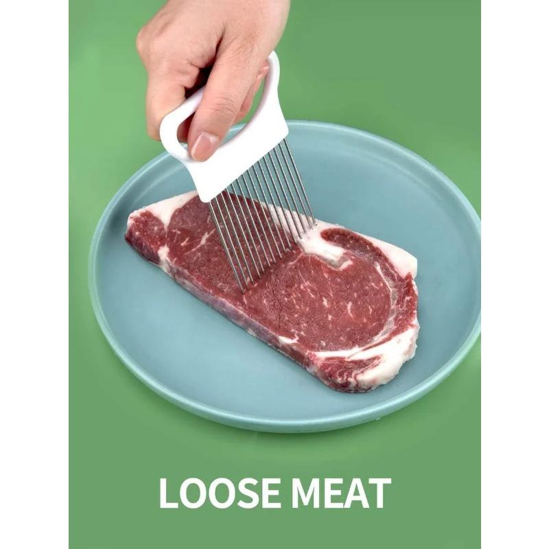Onion Needle Cutting Onion Ring Artifact, Tenderizer, Meat Loosening Needle Fork, Fruit And Vegetable Hand Slicer, Kitchen Tool.