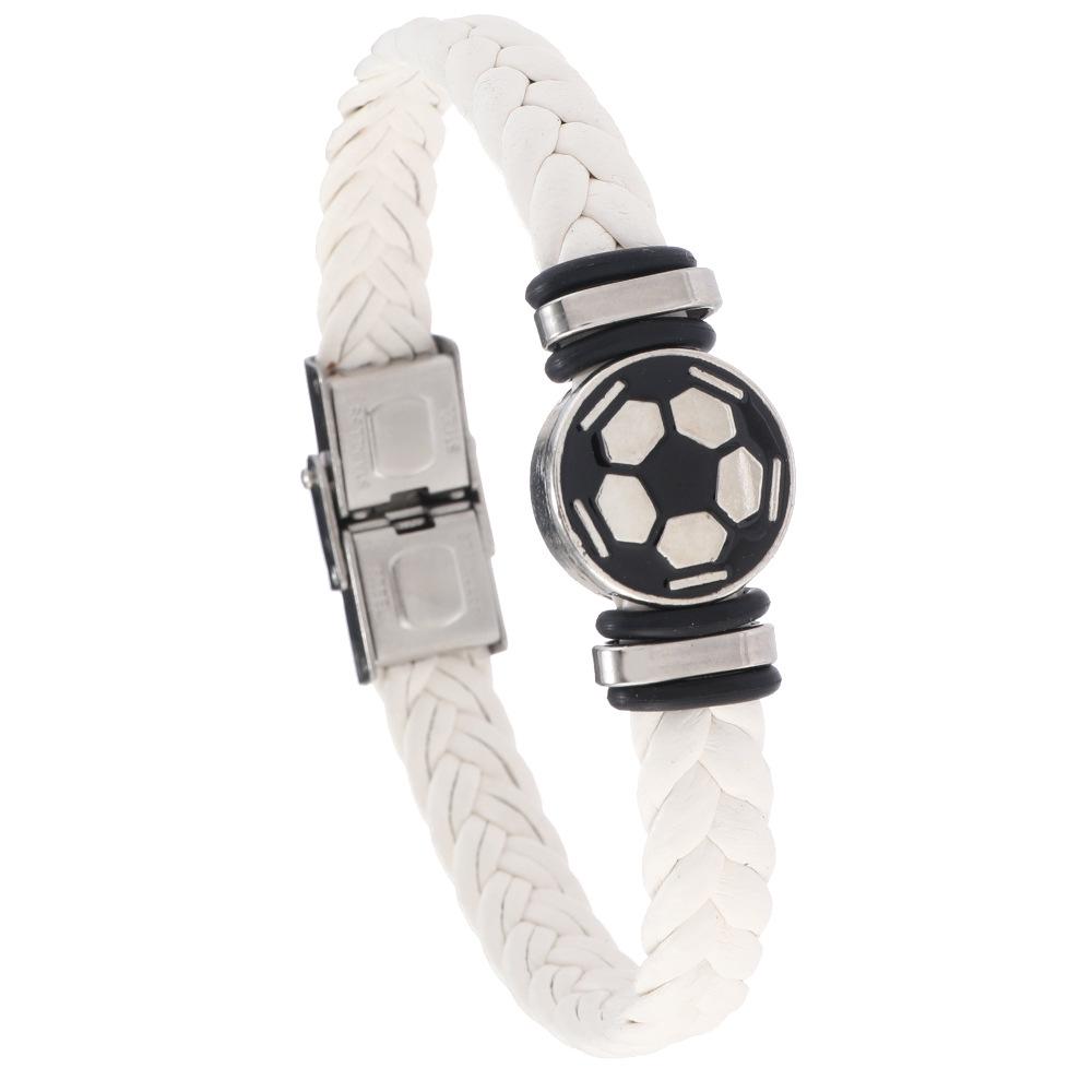 

Чоловічий браслет зі шкіри та нержавіючої сталі з люмінесцентною емблемою футбольної команди - Пам ятний подарунок білий