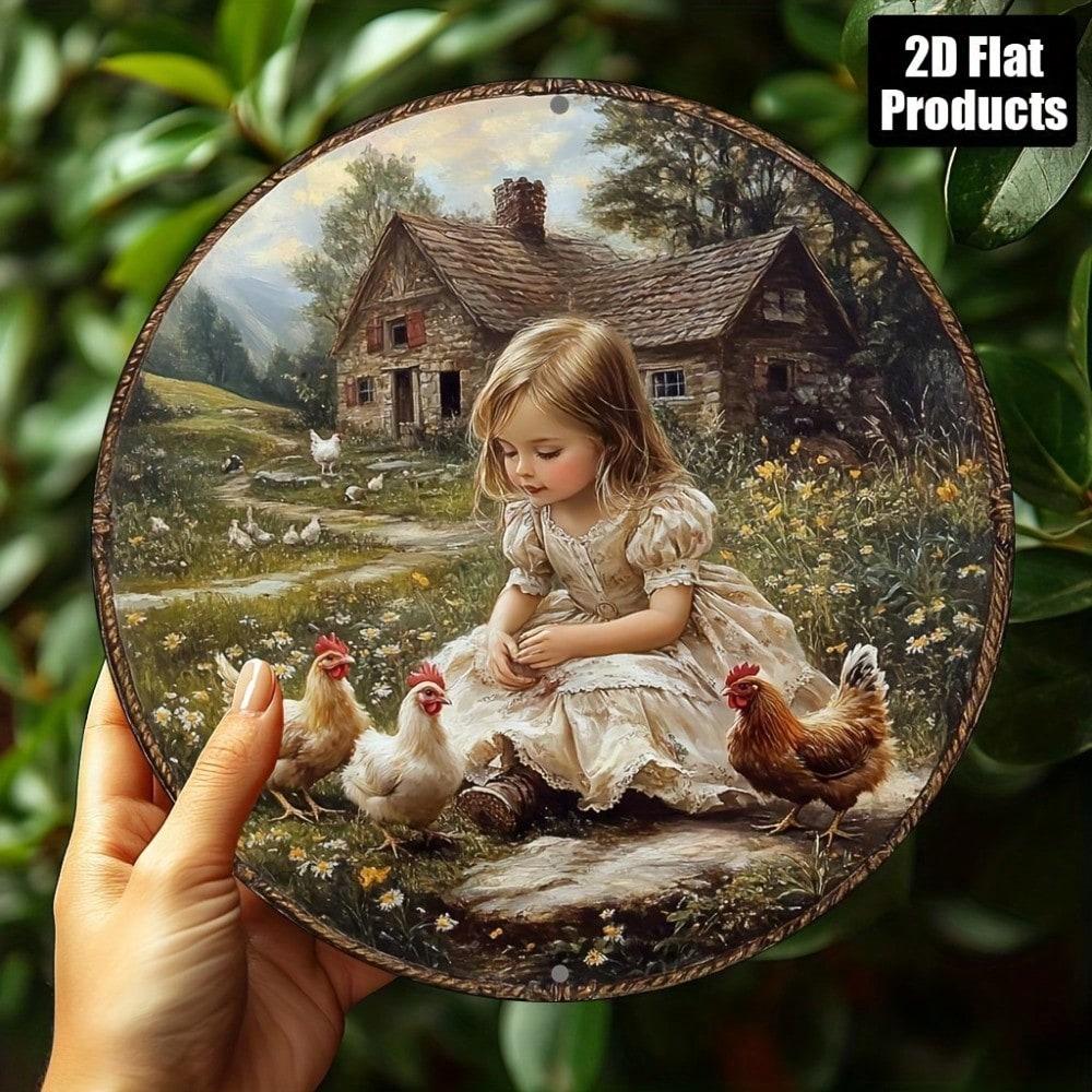 Flat Metal Wall Art Sign, Hanging Tin Decor for Home