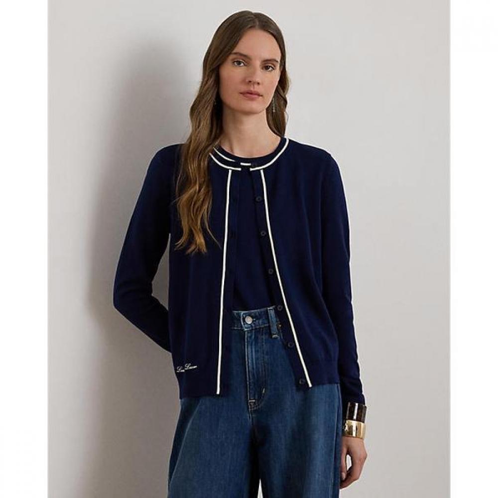 Lauren Ralph Lauren Two Tone Cotton Modal Cardigan Wmlrswes6820887400 XS
