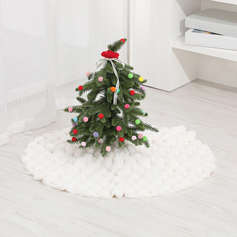 Holiday Tree Skirt Luxurious Plush Christmas Tree Skirt for Home Decor Round Xmas Trees Base Cover Carpet Mat Ornaments
