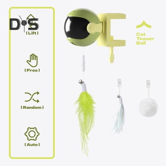Elektrisches Katzenspielzeug mit Federn zum Aufhängen an der Tür, intelligentes Katzenspielzeug zum Selbstspielen, automatisches Katzenspielzeug mit flauschigem Federball und Quaste für Hauskatzen