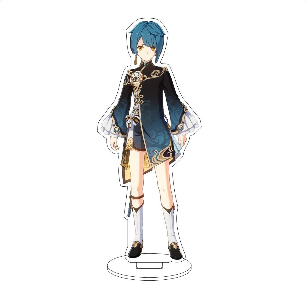 16CM Anime Genshin Impact Cosplay Acrylic Stand Ornaments Aether/Lumine/Paimon/Asmoday/Ronova  Figure Stand Halloween Gift