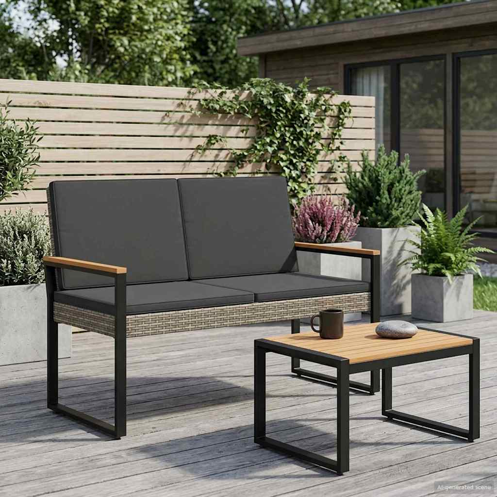 Outdoor Bench In Gray and Dark Gray 107 X 61 X 80 Cm Poly Rattan