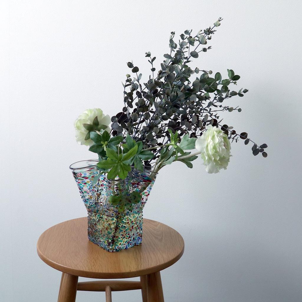 ADERIA Tsugaru Vidro Vasă cu Voluri Nebuta mică Fabricat în Japonia Vază pe bază de flori Vază elegantă din sticlă cu o singură flori Container Flori uscate Ikebana