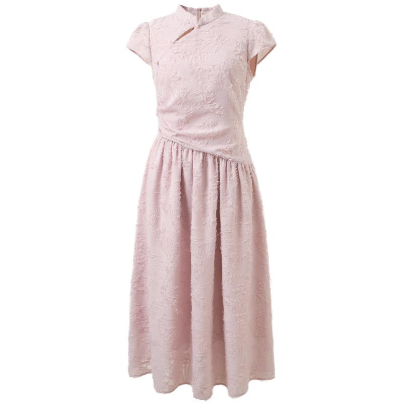 Sancai 2026 Spring Jacquard A-line Midi Dress L