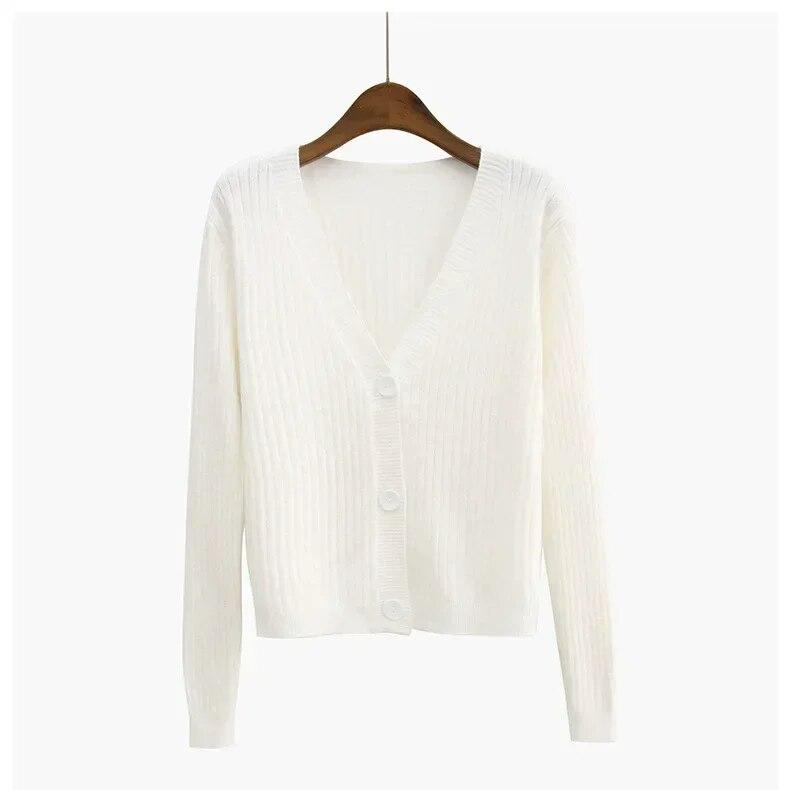 

Осеннее корейское повседневное пальто с v-образным вырезом, весенний свободный свитер с v-образным вырезом, вязаный теплый кардиган с длинными рукавами, нежные короткие топы 30018 XXL белый