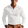 New Men's T-Shirt: Waffle Weave Casual Collared Button-Down Slim-Fit Long-Sleeved Polo Shirt