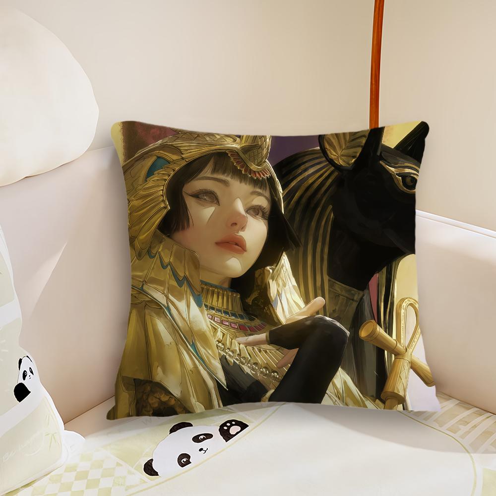 Ancient EEgyptian art cushion cover Plush Fabric Soft Double Sided Print Sofa Cushion Cover Throw Pillow Covers