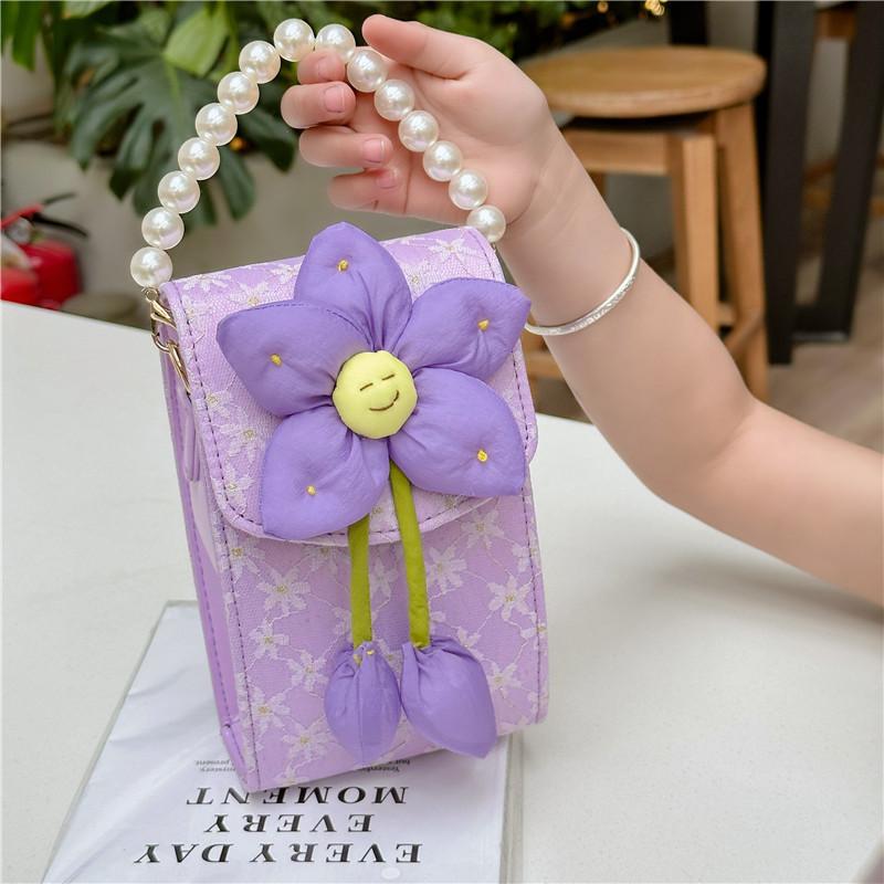 Girl flower small bag 2025 summer new trend messenger bag lace bow shoulder mobile phone bag