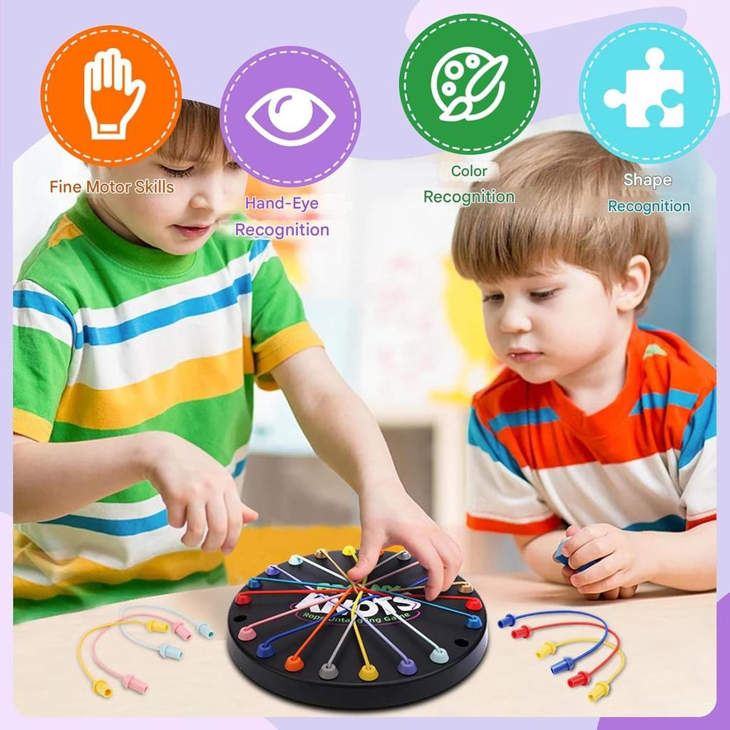 Kids Logic Puzzle Knot Solving Game Set, Educational Brain Teaser, Parent-Child Interaction Board Game, Multiple Difficulty Levels