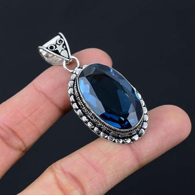 Přívěsek s drahokamem modrý topaz, masivní stříbro 925, šperk, dárek pro unisex LG-049