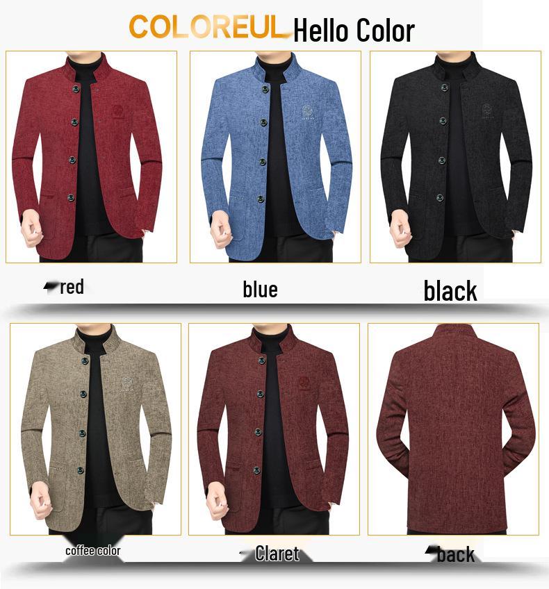 2026 Spring Men's Fashionable Stand-up Collar Jacket – Business Casual, Versatile, Trendy Dad's Wear