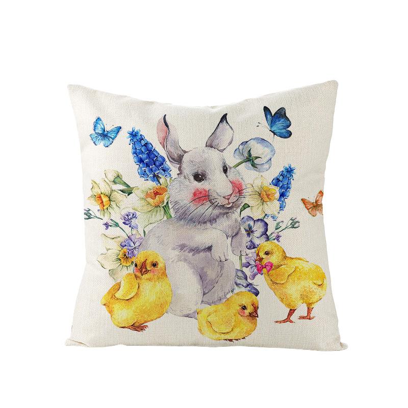 Watercolor Bunny Egg Easter Pillow Cover Nordic Office Sofa Polyester Cushion Cover Home Furnishings