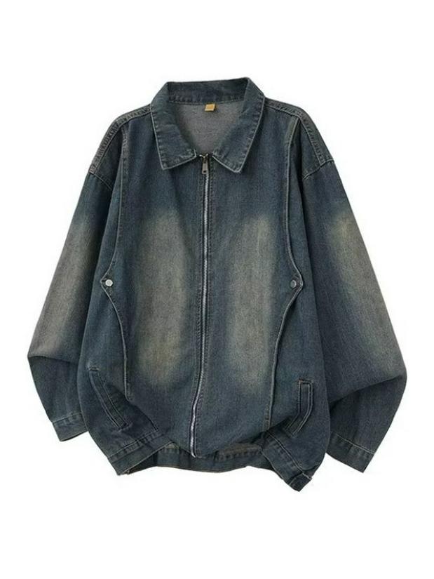 Retro Denim gewaschene Reversjacke: Vielseitig, Modisch, Lässig Hong Kong Stil.