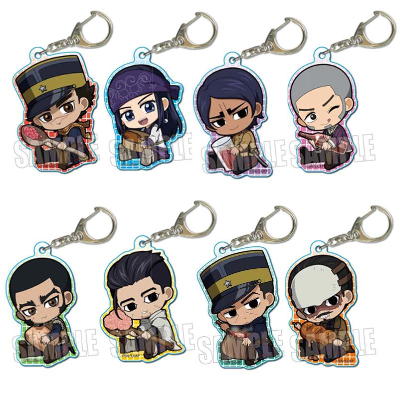Golden Anime Kamuy Saichi Sugimoto Asirpa Acrylic Pendant Keychains Car Key Chain Key Ring Phone Bag Hanging Jewelry