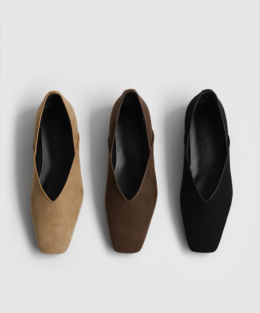 Sappun Winslow Square Flat Shoes (1Cm)