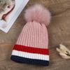 Autumn and Winter Women's Hat Cute Light Board Cloth Label Knitted Hat Warm Hairball Wool Hat