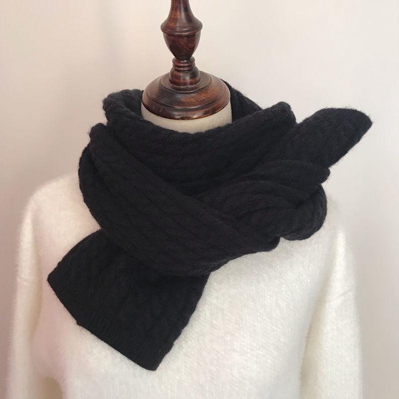 Women's Autumn Winter Korean Style Versatile Couple Student Knitted Scarf Men's Winter Warm Solid Color Twist Popular Neck Warmer