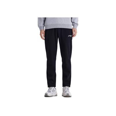 Li Ning Table Tennis Series Comfortable Casual Simple Straight Leg Fleece Thick Knitted Sports Pants Unisex Bottoms Black AKLUDM93-1