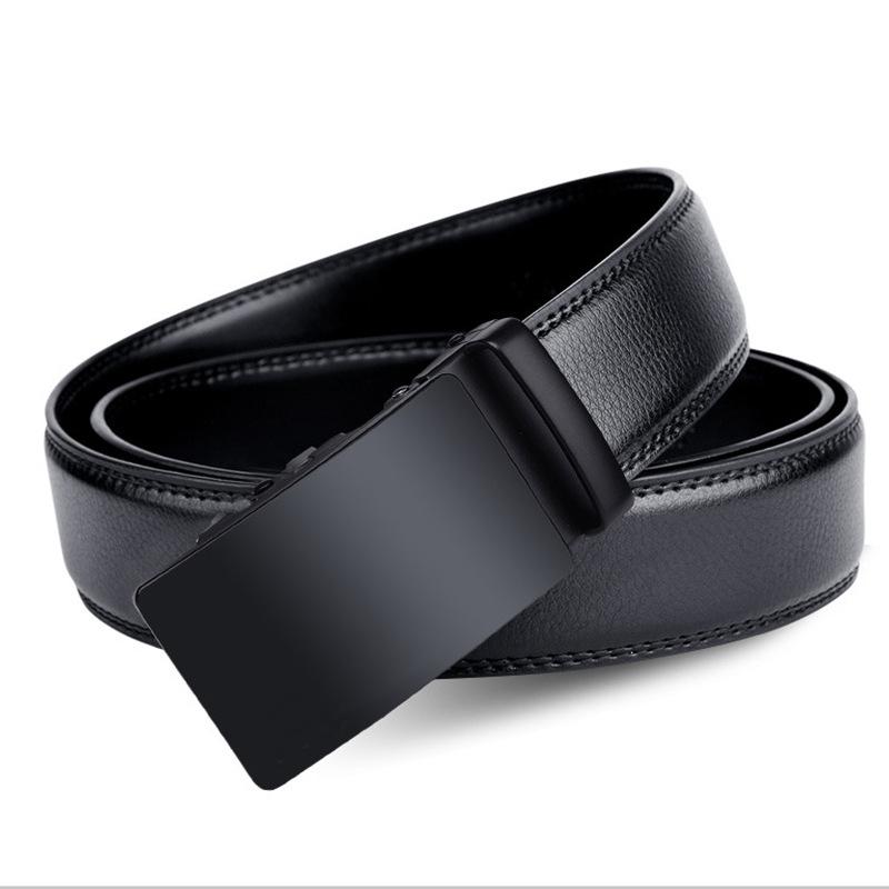 Men's Belt Genuine Leather Automatic Buckle Business Cowhide Belt Male Middle Aged and Young Versatile Simple Casual Trouser Belt for Men