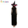 Chic Magenta Polyester Witch Attire For Women Ideal For Halloween And Themed Parties